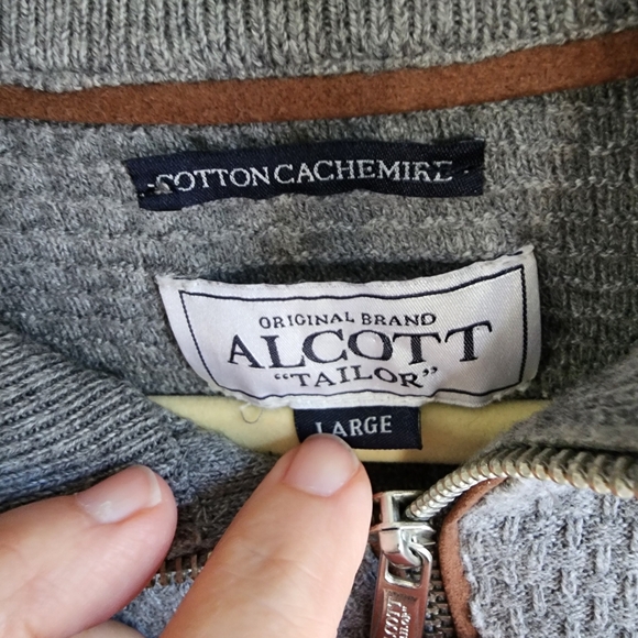 Alcott Gray Half Zip Sweater Cotton/cashmere Blend - Picture 3 of 8